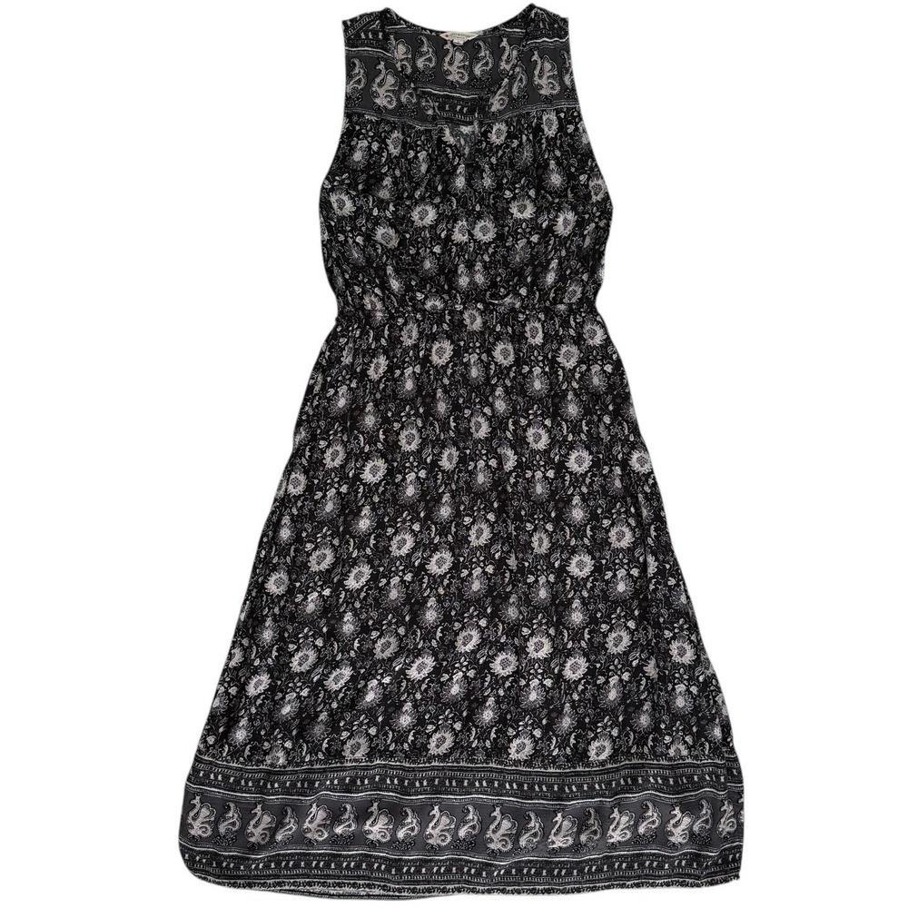 Lucky Brand Womens Floral Sleeveless Midi Dress Medium Paisley Boho Cottagecore - Picture 2 of 16